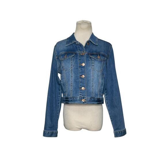 Forever 21 blue denim long sleeves button jean jacket size M - Picture 10 of 13